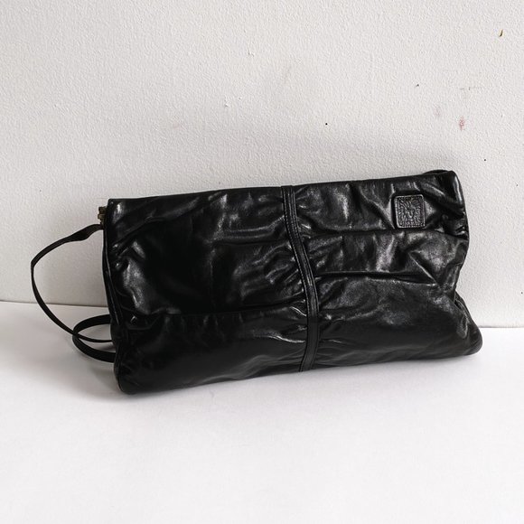 ANNE KLEIN VTG Black Leather Pochette - Picture 8 of 11